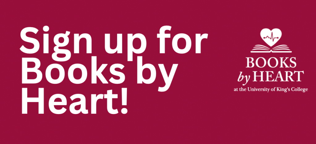 Text: Sign up for Books by Heart with books by Heart logo